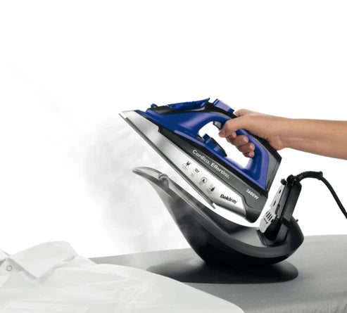 Compact Steam Iron Rowenta Ultimate+ Steam Iron, Vertical Steam, Auto-Off, Black & Blue